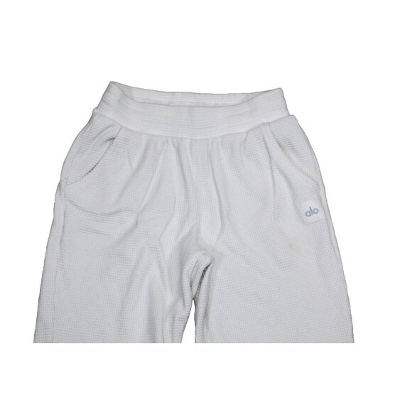 ALO Yoga Womens Small Off White Waffle Tapered Jogger Sweatpants - Picture 2 of 5